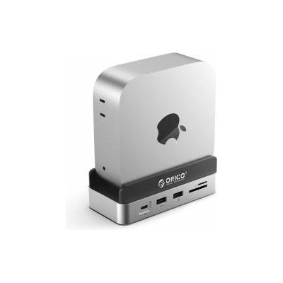 ORICO Docking Station for MacMini M4, USB-C 10 Gbps, with M. 2 NVMe enclosure, vertical, metal