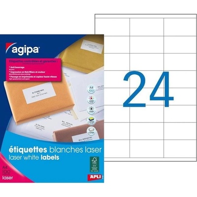 Etikety laser 70x37mm Agipa A4 100 hárkov 119062