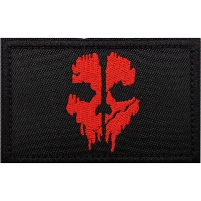 WARAGOD Vyšívaná nášivka Call of Duty ghost mask, čierno-červená