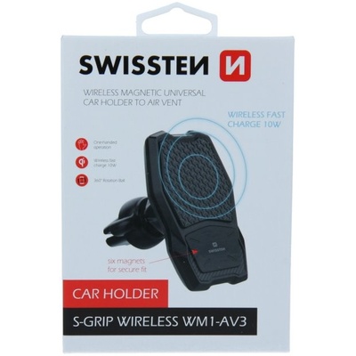 Swissten magnetický držiak do auta S-Grip WM1-AV3 s bezdrôtovým nabíjaním