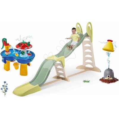 Smoby Set šmykľavka s trojitou vlnou a vodný stolík s hríbom Super Megagliss 2v1 Life nastaviteľná dĺžka šmyku a vodná hra Krtko s vodotryskom