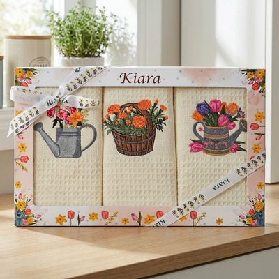 Praktik KIARA 117 květiny v konvičce a košíku 50 x 70 cm 3 ks