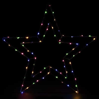 NEXOS Nexos Vánoční LED dekorace stříbrná hvězda 50 cm barevná