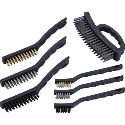 Sada kartáčů - ocelové, mosazné a nylonové, 7 ks - QUATROS QS14556