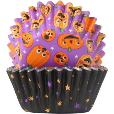 PME košíčky na mini muffiny s alobalovým vnitřkem Halloweenské černé a fialové (60 ks)