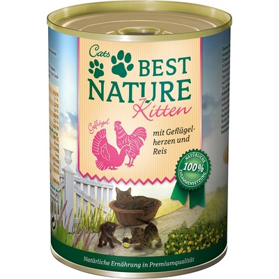 Best Nature Kitten hydinové srdcia a ryža 6 x 400 g