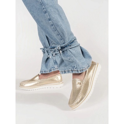 Goodin Originální zlaté dámské mokasíny na platformě
