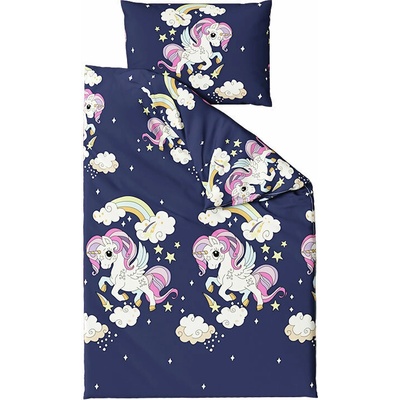 Textilomanie bavlna obliečky UNICORN modré 2x70x90 200x220