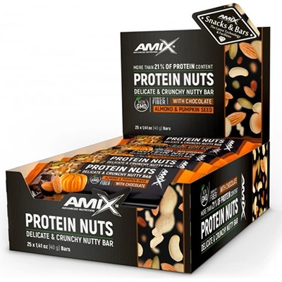 Amix Nutrition Протеинов бар AMIX Nuts Crunchy Nutty Bar Box, 25 x 40g