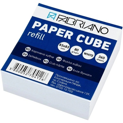 Fabriano Хартиено кубче, 83 x 83 mm, 80 g/m2, офсет, бяло, 3 (1045100010)