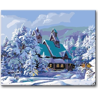 zuty Zasněžený dům 40 x 50 cm vypnuté plátno na rám 8596530024774