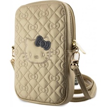 Hello Kitty PU Leather Quilted Pattern Kitty Head Logo taška na telefón, zlaté