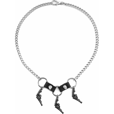 Leather & steel fashion чокър Hand Gun - LSF9 73