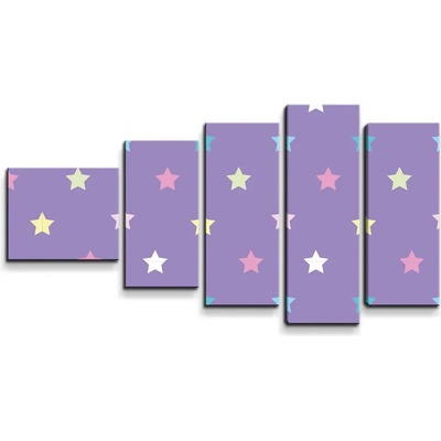 Sablio Obraz - 5-dílný Hviezdy na fialovej - 100x60 cm