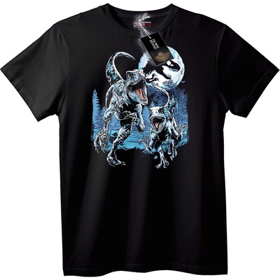 NOONEBRAND Тениска Динозаври Нощ - 2XL, Black