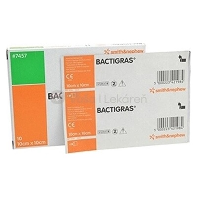 Bactigras Tylové krytie na rany s chlórhexidín acetátom 10 x 10 cm 10 ks