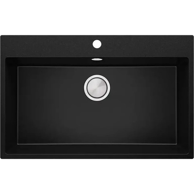 Твоят Стил Черна кухненска гранитна мивка Рига 80 XXL 780 x 500 мм