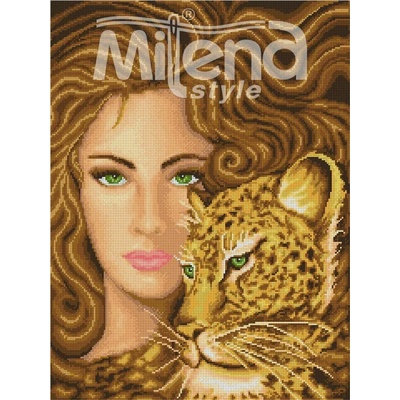 Milena Style Жена с леопард - гоблен със схема конци Ariadna 1: 1