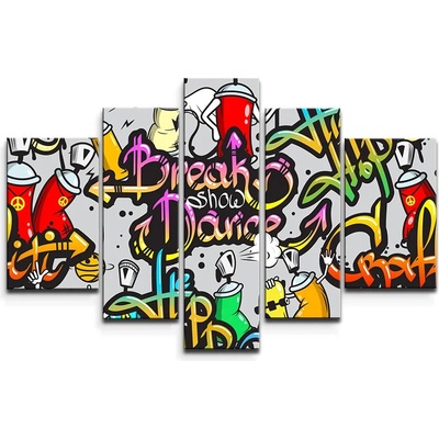Obraz - 5-dílný Graffiti - 125x90 cm