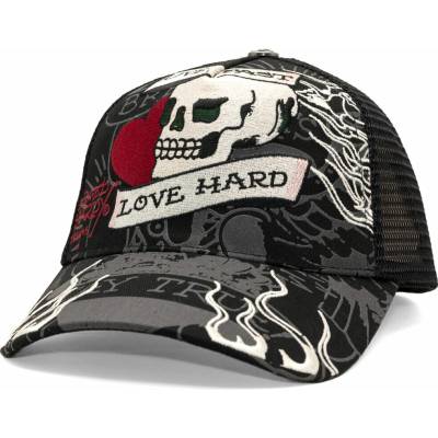 Ed Hardy Live Fast Love Hard 5 Panel Trucker Cap Black