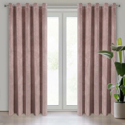 EUROFIRANY ZATEMŇOVACÍ ZÁVĚS NA KROUŽCÍCH VILLA 140X250 CM PÚDROVĚ RŮŽOVÁ
