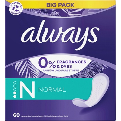 Always Daily Fresh Normal slipové vložky bez parfumácie 60 ks