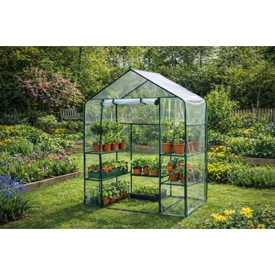 BestBerg Mini fóliový skleník s policami BBGH-195 143 × 73 × 195 cm čierna transparentná