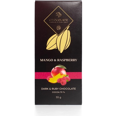 DP chocolate Tabuľka Horká & Ruby s mangom a malinami 55 g