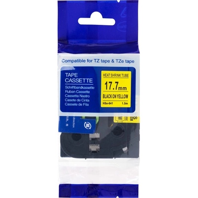 PRINTLINE kompatibilní páska s Brother HSe-641, 18mm, černý tisk/ žlutý podklad, bužírka 100% novy kompatibil