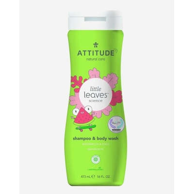 ATTITUDE Little leaves detské telové mydlo a šampón 2 v 1 s vôňou melónu a kokosu 473 ml