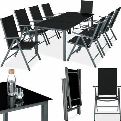 tectake 402164 zahradní hliníkový nábytek 8+1 - antracit