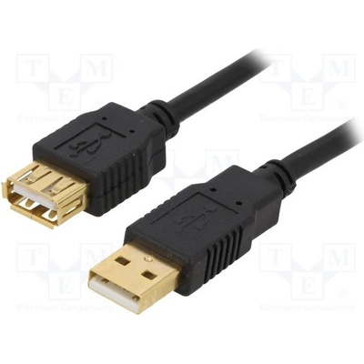 BQ Cable CAB-USBAAF/1.8G-BK USB 2.0, USB A zásuvka, USB A vidlice, zlacený, 1,8m, černý