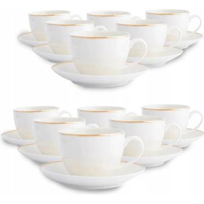 Design Šálky 12 kusů Altom Bella Zlatá linka porcelán 270 ml