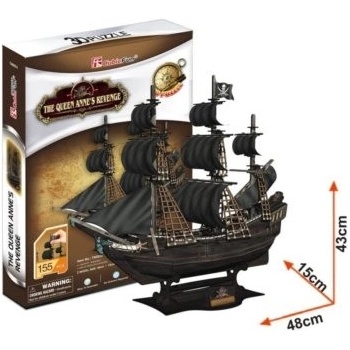 CubicFun 3D puzzle Pirátská loď Queen Anne´s Revenge 155 ks