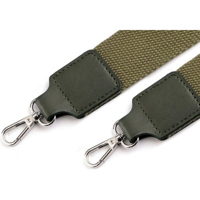 Textilní ucho / popruh na tašku s karabinami šíře 3,8 cm zelená khaki 1 ks