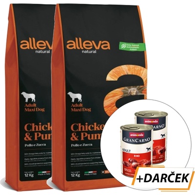 Alleva Natural Adult Maxi Chicken and Pumpkin 2 x 12 kg
