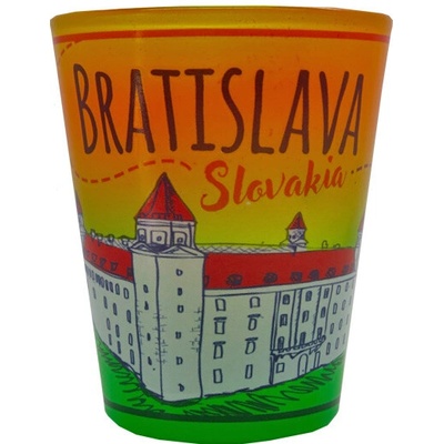 Panák štamprle Bratislavský hrad a nápis Bratislava barevný 40 ml