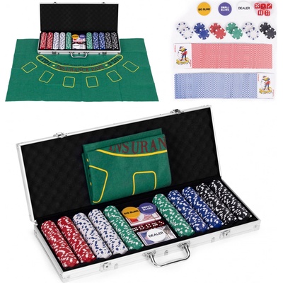 ModernHome Blackjack Poker Set 500 žetónov 2 balíčky kariet