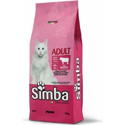 MONGE SIMBA Cat Beef kompletné suché krmivo pre dospelé mačky s hovädzím mäsom 20 kg