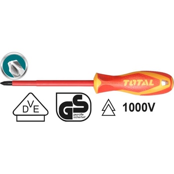 TOTAL Отвертка VDE 1000 V, CR-V, TOTAL INDUSTRIAL, PH 2 x 100 (TL IND THTISPH2100)