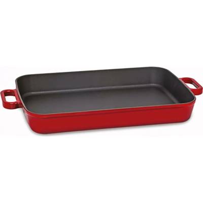 G.Gastro Servírovací pánev / Zapékací mísa - litina - 300x220 mm - Výška: 60 mm - vhodné pro indukci, plyn, sklokeramiku a elektrický sporák - červená - sendvičové dno - 4181