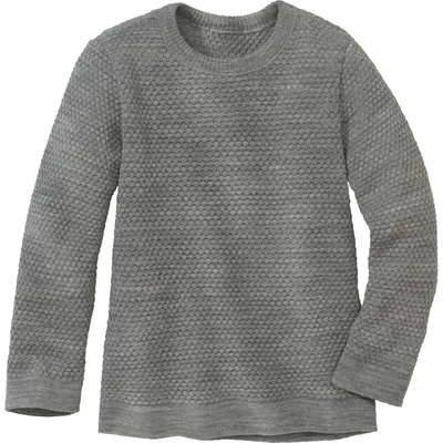 disana Детски вълнен пуловер disana Kid's Wabenstrick-Pullover Wool jumper - Grey - размер 110/116 (EU) (704-2813-0113)
