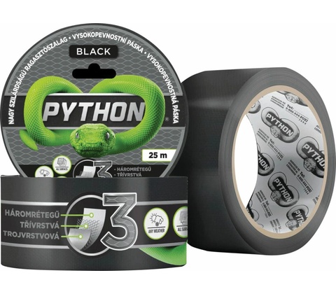 Python Vysokopevnostná páska 25 m čierna