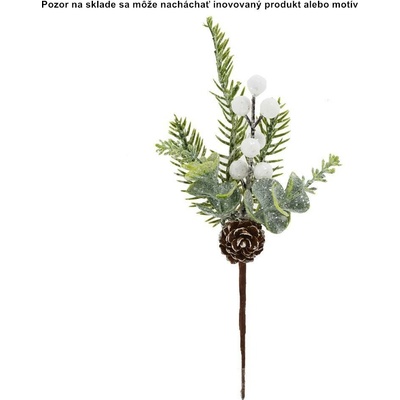 Vianočná vetvička eucalyp., bobule biele ,šiška 23cm