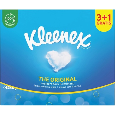 KLEENEX Papierové vreckovky 3-vrstvové Originál Box 4 x 72 ks