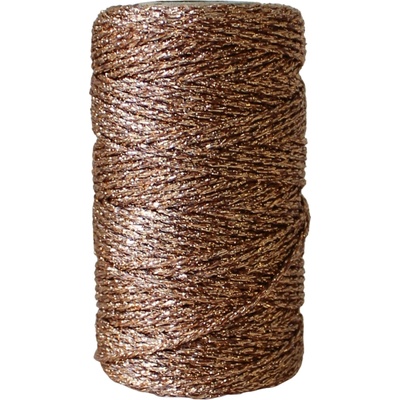 Bella Rose Třpytivý provázek 50 m – Copper, měděná barva, textil – Zboží Dáma