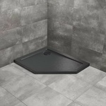 Radaway Петоъгълно душ корито Radaway Doros PT E Stone 100x90 см черен акрил ляво (SDRPT1090-01-54SL)