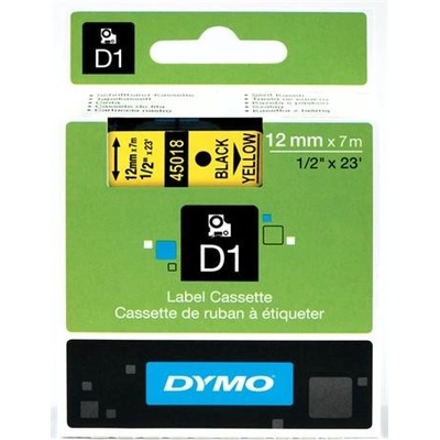 páska DYMO 45018 D1 Black On Yellow Tape (12mm) (S0720580)