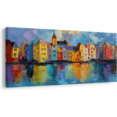 Obraz malebné město v barvách - 60x30