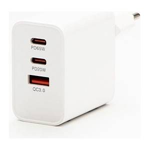 Powerton Мрежов адаптер 65W, 3 порта, USB-C, USB-A, 65W GaN зарядно устройство (WPCHA65W1)